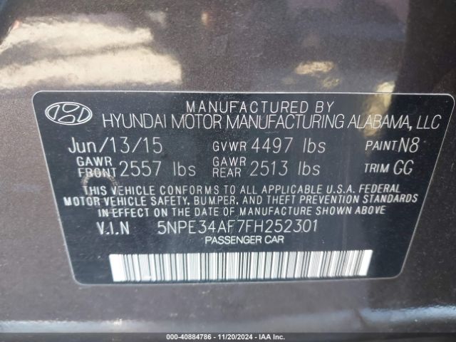 5NPE34AF7FH252301 Hyundai Sonata Sport