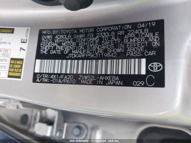 JTDKARFP5K3119842 Toyota Prius Prime Plus