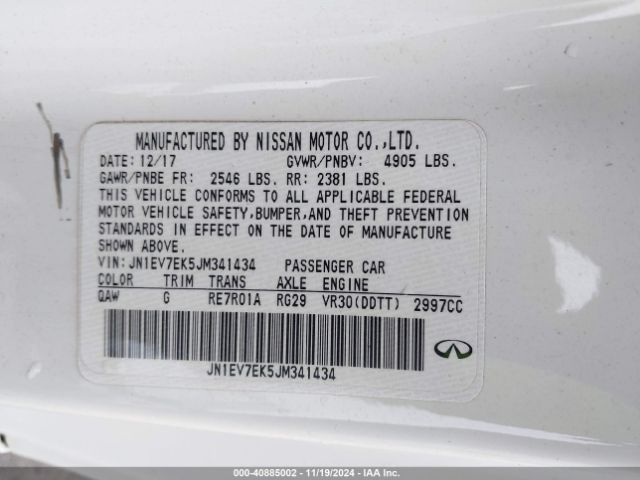 JN1EV7EK5JM341434 Infiniti Q60 3.0t Luxe