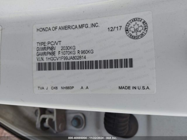 1HGCV1F99JA802814 Honda Accord Touring