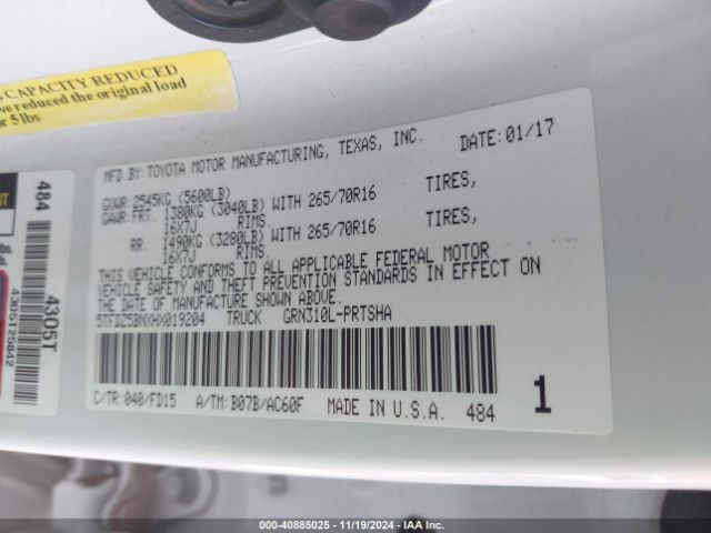 5TFDZ5BNXHX019204 Toyota Tacoma Trd Off Road