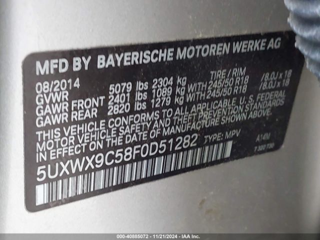5UXWX9C58F0D51282 BMW X3 Xdrive28i