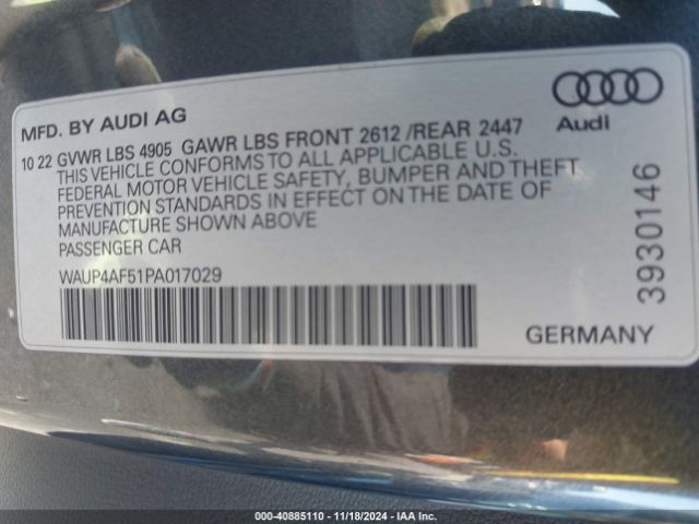 WAUP4AF51PA017029 Audi S5 Coupe Premium Plus Tfsi Quattro Tiptronic