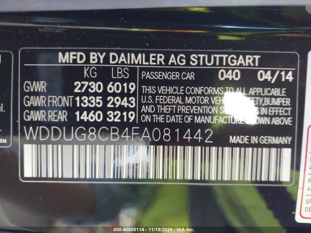 WDDUG8CB4FA081442 Mercedes-Benz S 550