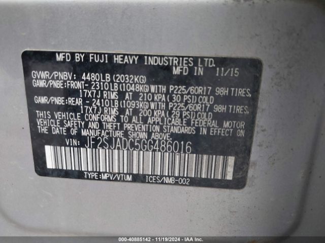 JF2SJADC5GG486016 Subaru Forester 2.5i Premium