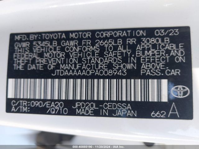 JTDAAAAA0PA008943 Toyota Mirai Xle