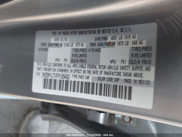 3MZBM1U7XFM186482 Mazda Mazda3 I Sport