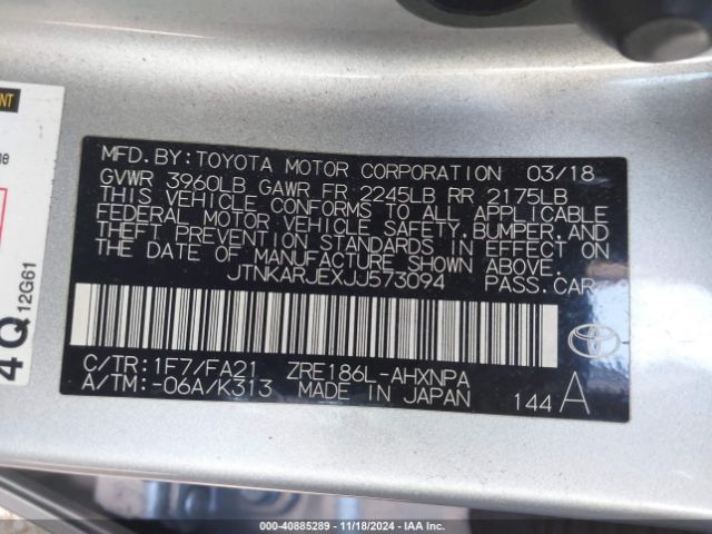 JTNKARJEXJJ573094 Toyota COROLLA IM