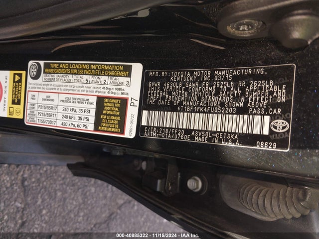 Toyota CAMRY SE 2015 4T1BF1FK4FU052203 Image 9