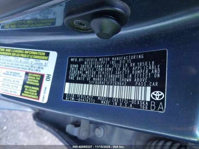 5YFBURHE1FP269642 Toyota Corolla S Premium
