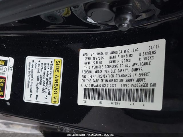 2012 ACURA TL 19UUA9E52CA010021 Photo 8