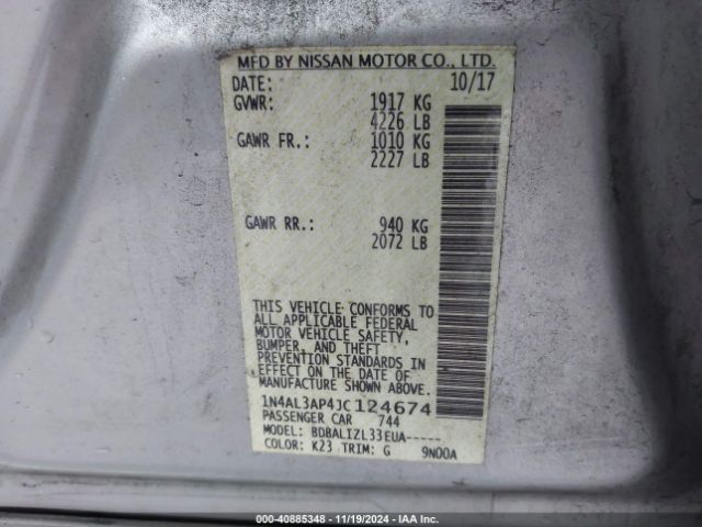 1N4AL3AP4JC124674 Nissan Altima 2.5 Sv
