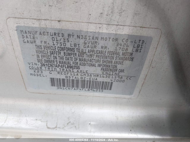 Nissan 2015 2015 3N1CN7AP4FL896255 Image 9