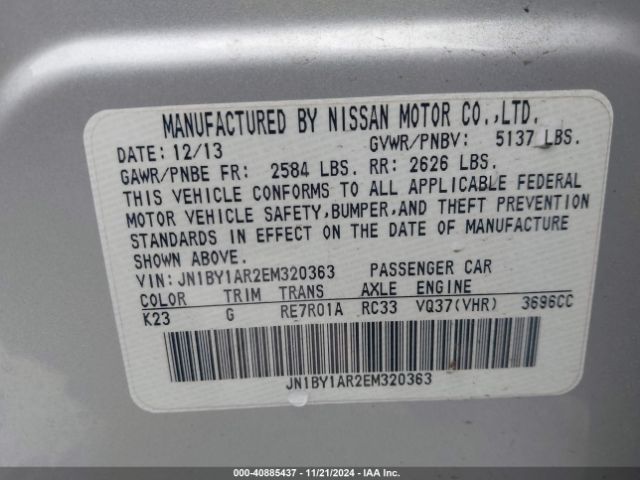 JN1BY1AR2EM320363 Infiniti Q70 3.7x
