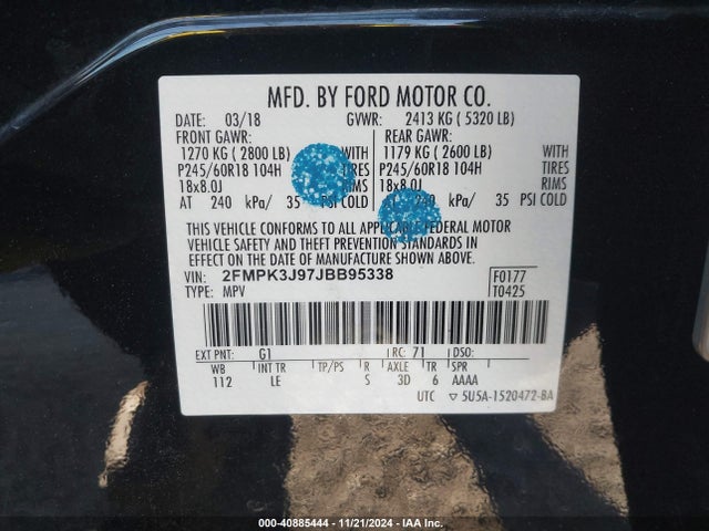 Ford EDGE SEL 2018 2FMPK3J97JBB95338 Image 9