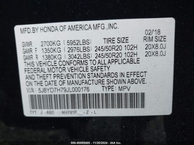 5J8YD7H79JL000176 Acura Mdx Sport Hybrid Advance Package