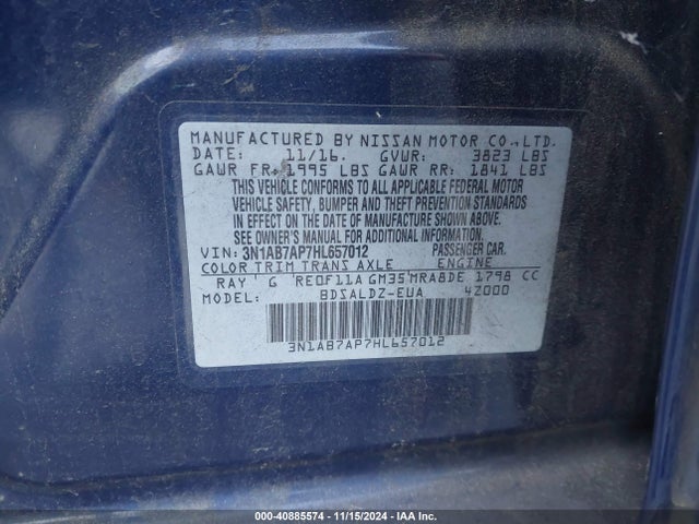 Nissan SENTRA SV 2017 3N1AB7AP7HL657012 Image 9