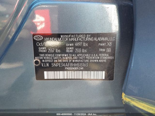 5NPE34AF8HH513163 Hyundai Sonata Limited
