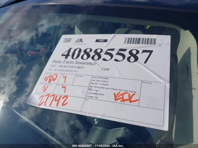 W1N9M0CB4PN023215 Mercedes-Benz Eqb 250 Suv