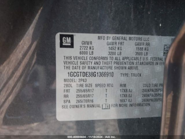 1GCGTDE38G1366910 Chevrolet Colorado Z71