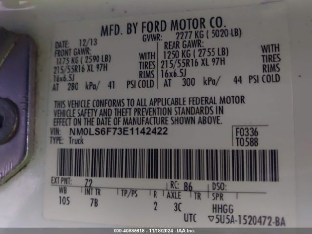 NM0LS6F73E1142422 Ford Transit Connect Xlt