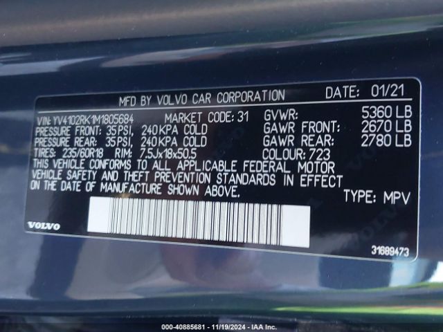 YV4102RK1M1805684 Volvo Xc60 T5 Momentum