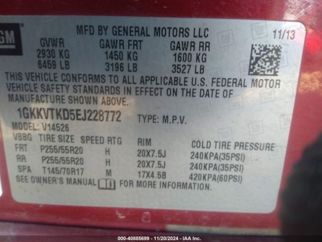 1GKKVTKD5EJ228772 GMC Acadia Denali