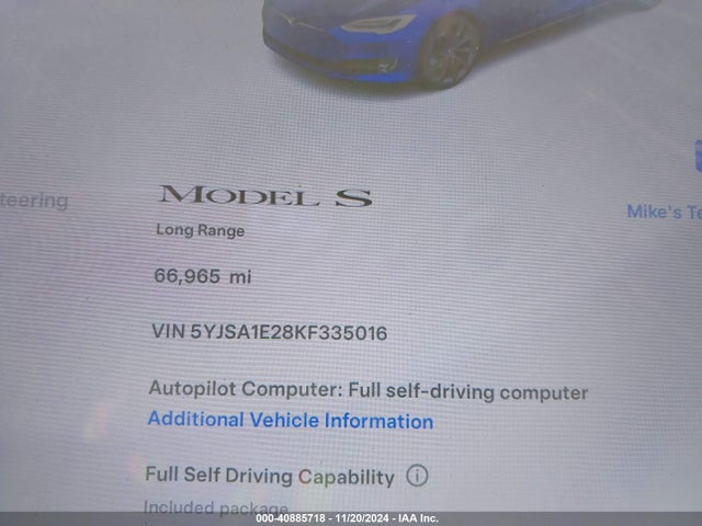 5YJSA1E28KF335016 Tesla MODEL S
