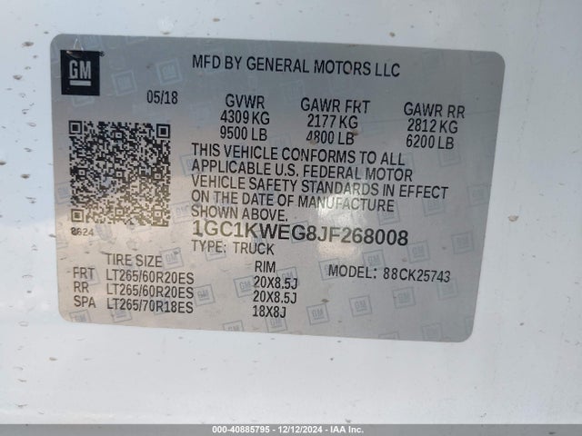 1GC1KWEG8JF268008 Chevrolet Silverado 2500hd Ltz