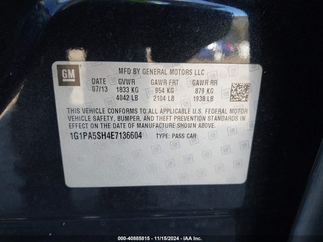 Chevrolet Cruze Ls Auto 2014 1G1PA5SH4E7136604 Image 9