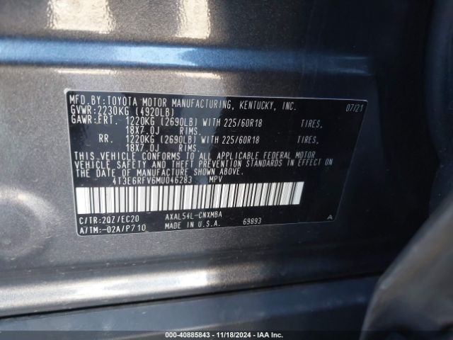 4T3E6RFV6MU046283 Toyota Rav4 Hybrid Xse