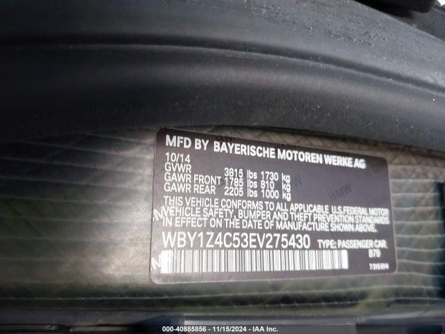 WBY1Z4C53EV275430 BMW I3 Base W/range Extender