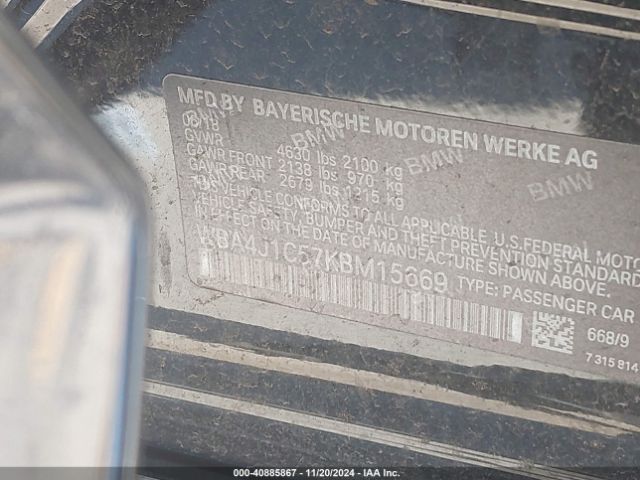 WBA4J1C57KBM15669 BMW 430i Gran Coupe