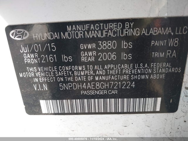 Hyundai ELANTRA SE 2016 5NPDH4AE8GH721224 Image 9
