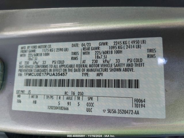 2023 FORD ESCAPE 1FMCU0E17PUA35457 Photo 8