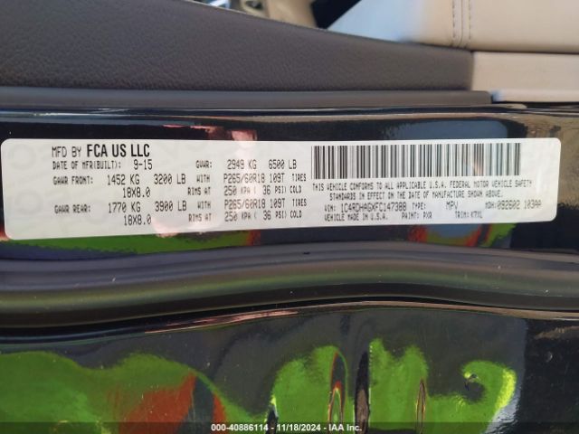 1C4RDHAGXFC147388 Dodge Durango Sxt