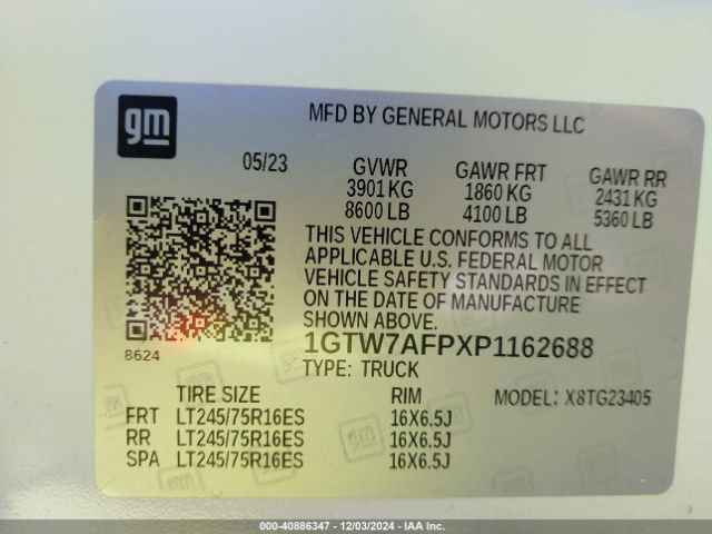 1GTW7AFPXP1162688 GMC Savana Cargo Rwd 2500 Regular Wheelbase Work Van