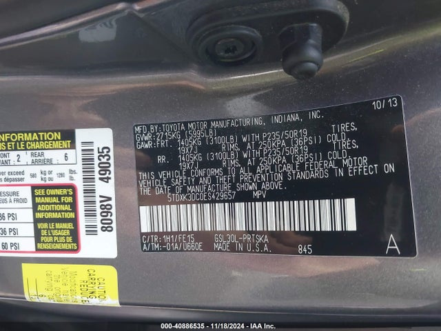 Toyota Sienna Se 8 Passenger 2014 5TDXK3DC0ES429657 Image 9