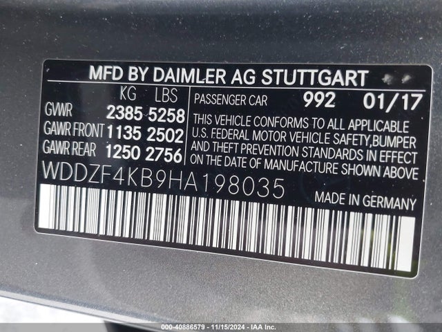 WDDZF4KB9HA198035 Mercedes-Benz E 300 4matic