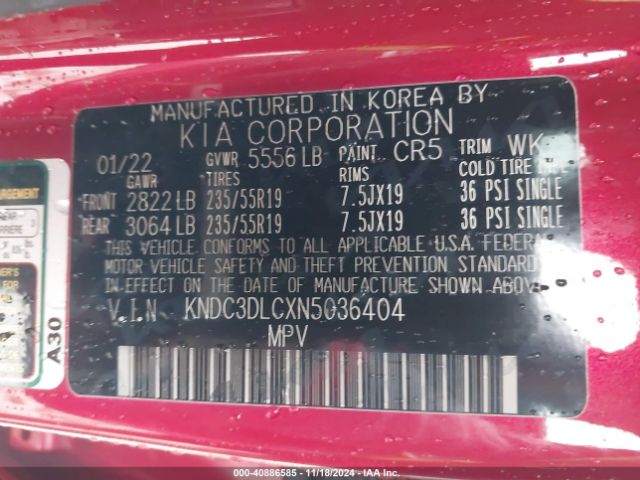 KNDC3DLCXN5036404 KIA Ev6 Wind