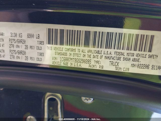 1C6RR7MT9GS290285 RAM 1500 Sport