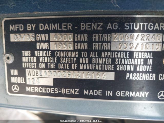 1986 MERCEDES-BENZ 300 WDBEA30D2GA216166 Photo 8