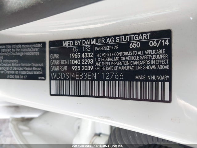 Mercedes-Benz CLA 250 2014 WDDSJ4EB3EN112766 Image 9