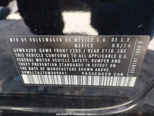 3VWLL7AJ7EM309941 Volkswagen Jetta 2.0l Tdi Value Edition
