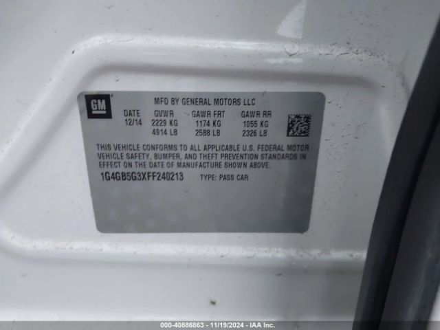 1G4GB5G3XFF240213 Buick Lacrosse Leather