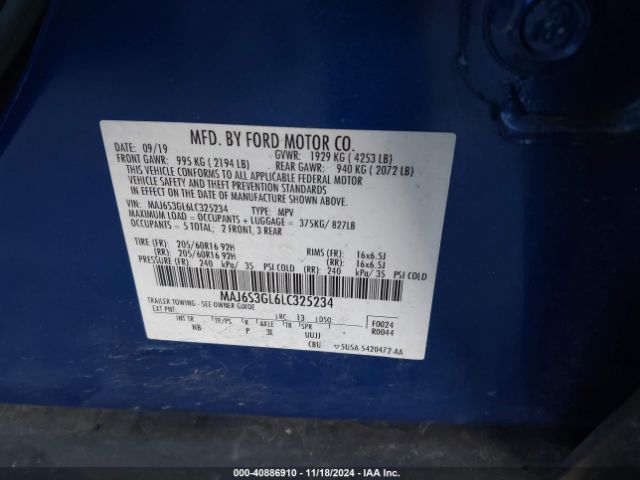 MAJ6S3GL6LC325234 Ford Ecosport Se