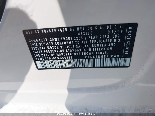 Volkswagen JETTA SE 2014 3VWD17AJ8EM356776 Image 9