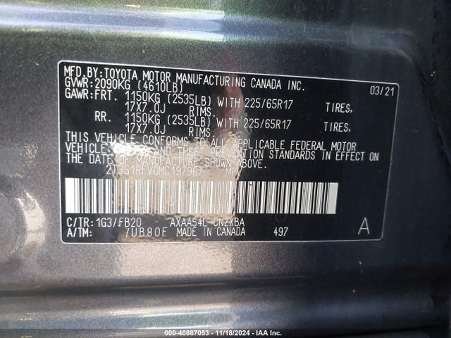 Toyota RAV4 LE 2021 2T3G1RFV0MC197967 Image 9