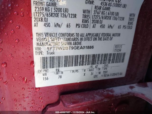 1FT7W2BT9GEA01886 Ford F-250 Lariat