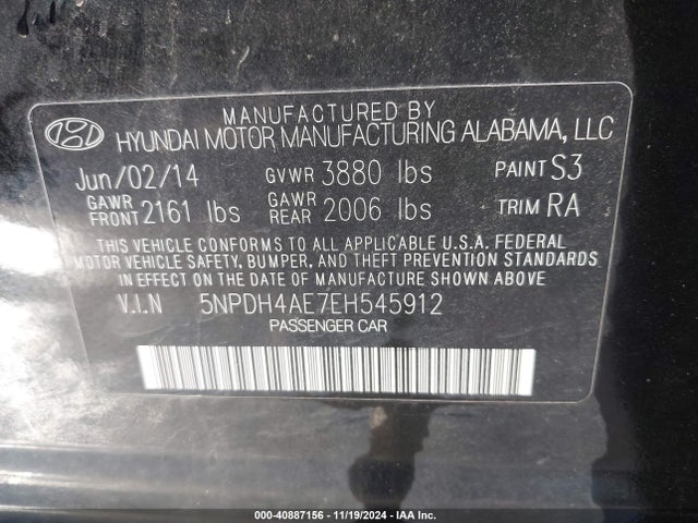 Hyundai ELANTRA SE 2014 5NPDH4AE7EH545912 Image 9